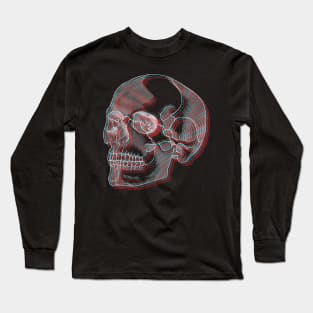 Skull Anaglyph (Red and Blue) Long Sleeve T-Shirt